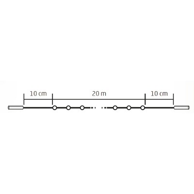 LED-es sorolható izzósor, 200 db melegfehér LED, 10 cm LED-távolság, teljes hossz 20 m - KSI 200/WW